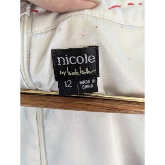 NICOLE By Nicole Miller Dress Sz 12 Multi-color Paisley Floral Beaded Sleeveless - Picture 7 of 7